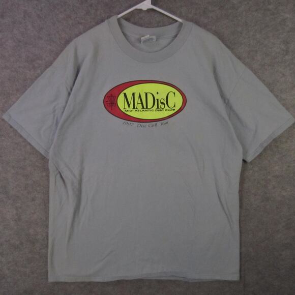 Vintage MADisC Disc Golf Shirt Mens XL Gray 1997 MADC Tour Hanes Beefy-T 90s - Picture 1 of 11